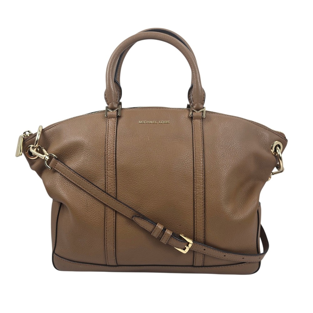 Michael Kors Beckett Satchel Pebbled Leather Brown Large Bag 30T7GBUS3L Acorn